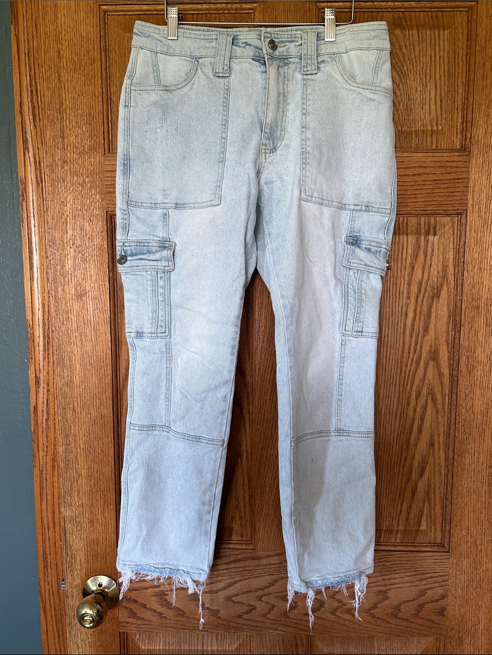 KanCan Light Blue Cropped Cargo Jeans